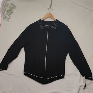 Christine Alexander Black Cardigan with Silver Accents